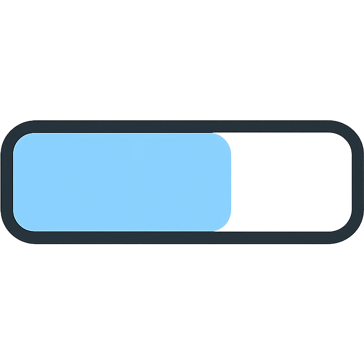 modern flat loading bar icon, horizontal, 60% progress, rounded corners, gradient fill, light gray and blue colors, vector-friendly, for app interface emoji