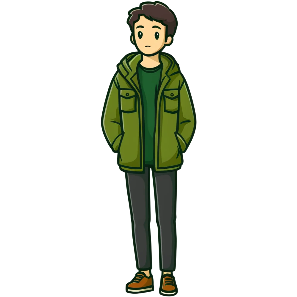 dark olive green jacket over a lighter green top emoji