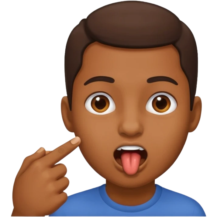 Una cara mordiendose un dedo emoji