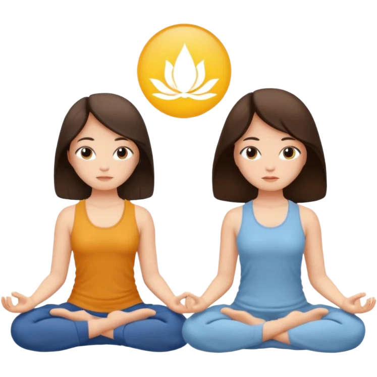 two brunetts meditating emoji