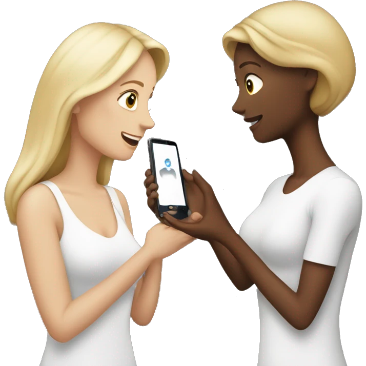 white woman showing her phone to another white woman emoji