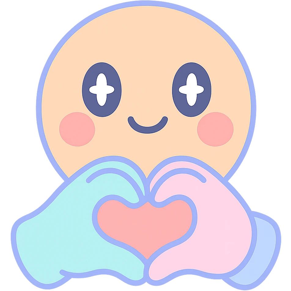 smiling face with two hands gesturing a heart emoji