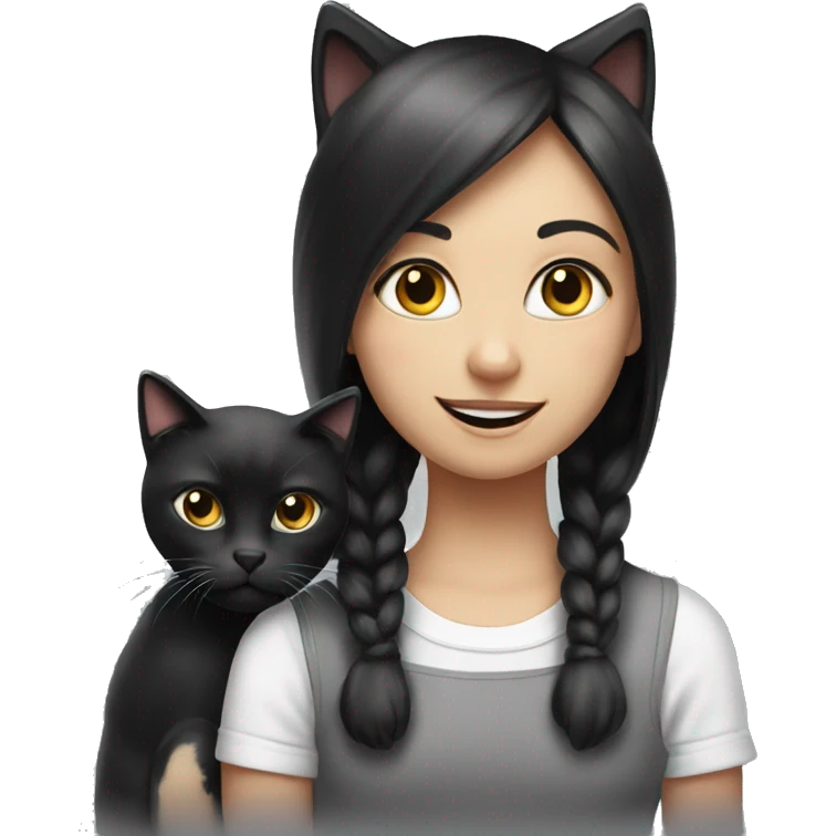 Black and white cat with a girl emoji