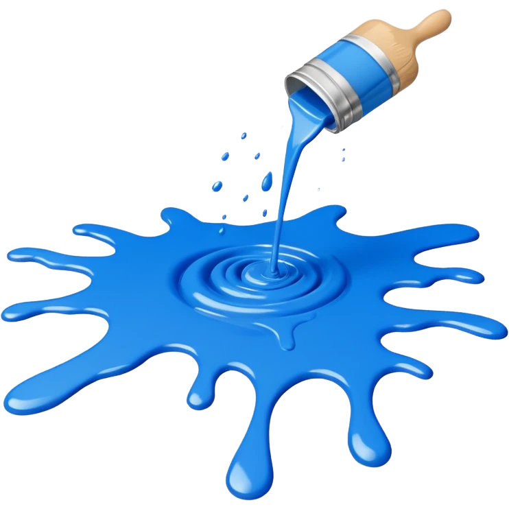 paint splatter, spilled paint, blue color. emoji