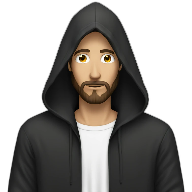 Jesus as a hacker with black hoodie emoji