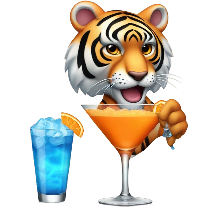 tiger drinking a blue martini emoji