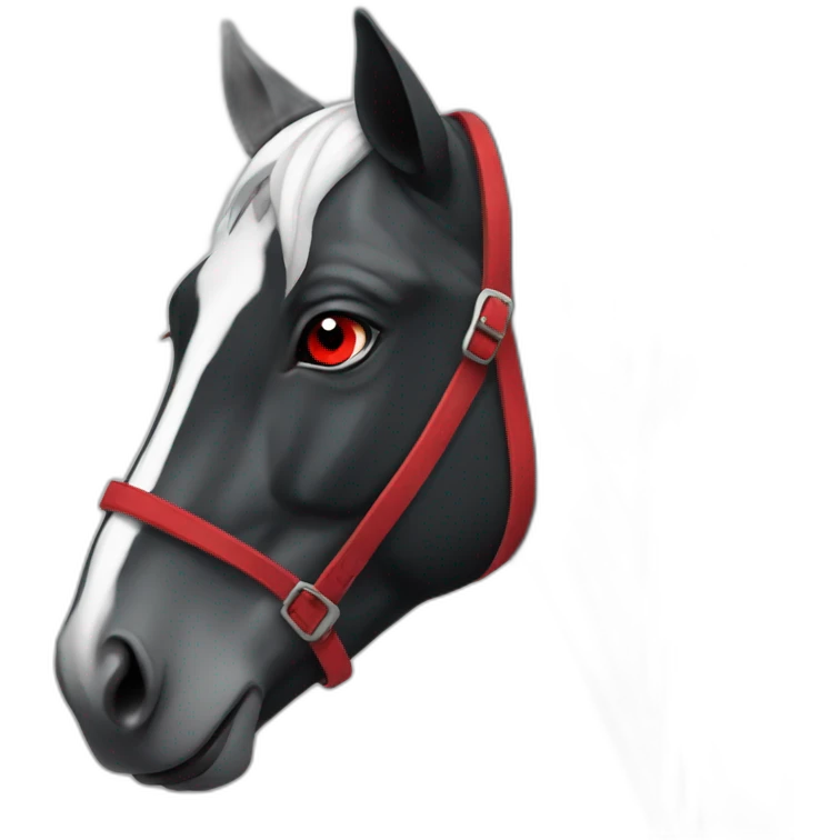 Black&white horse with red eyes emoji