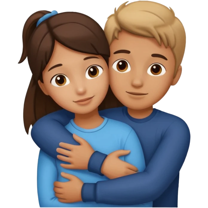 A girl and a boy hugging each other emoji