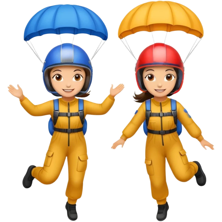 Two brunette girls with parachutes emoji