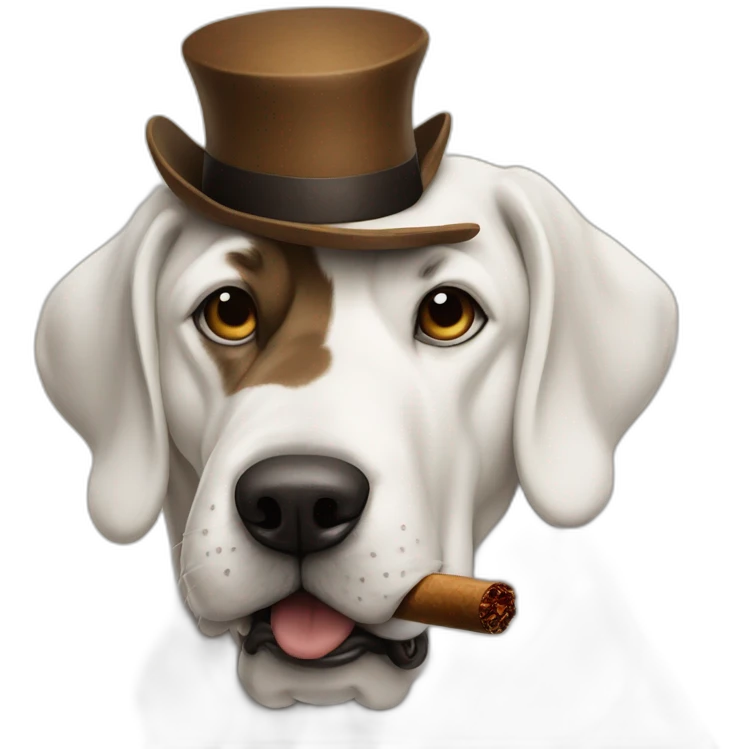 a white big dog smokes a cigar emoji