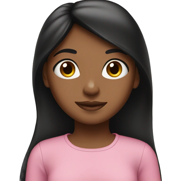 brown girl with straight long black hair wearing a pink top emoji