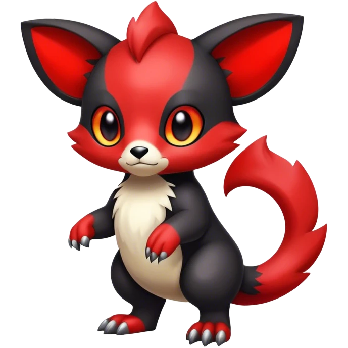 Cute cool black red animal hybrid Fakemon full body  emoji