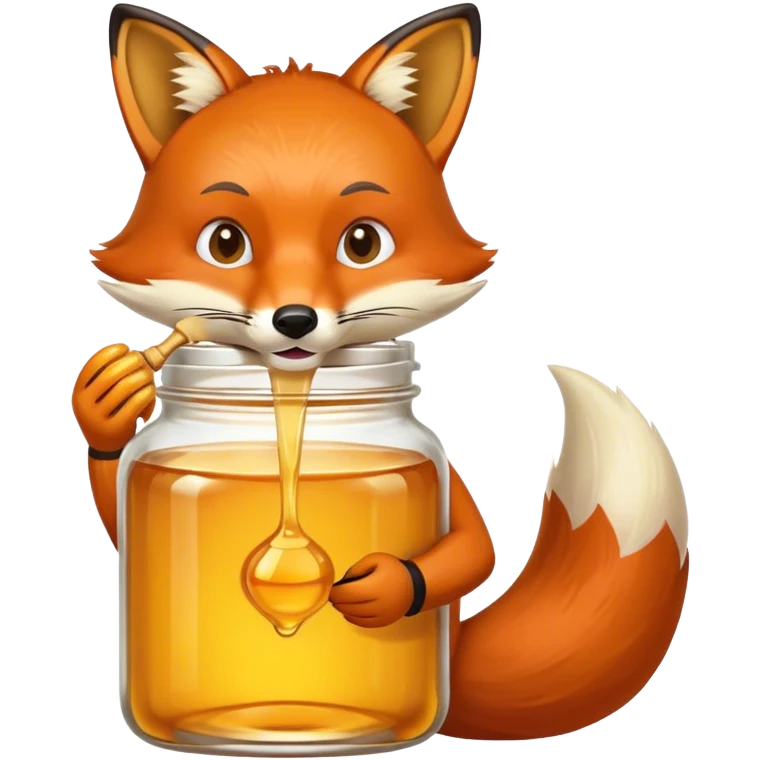 Fox eating oney from a jar emoji