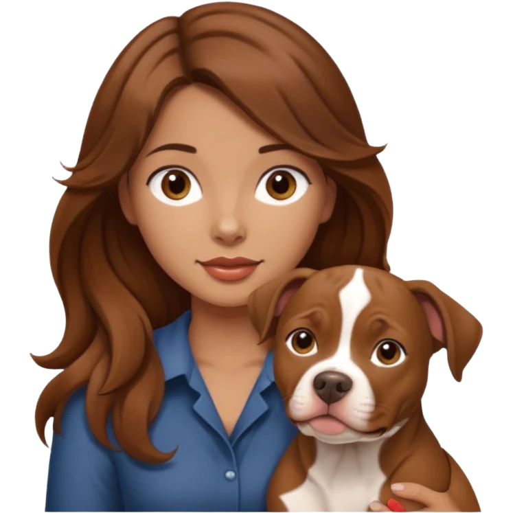 girl with long wavy hair and tan with a putbull in her hands emoji