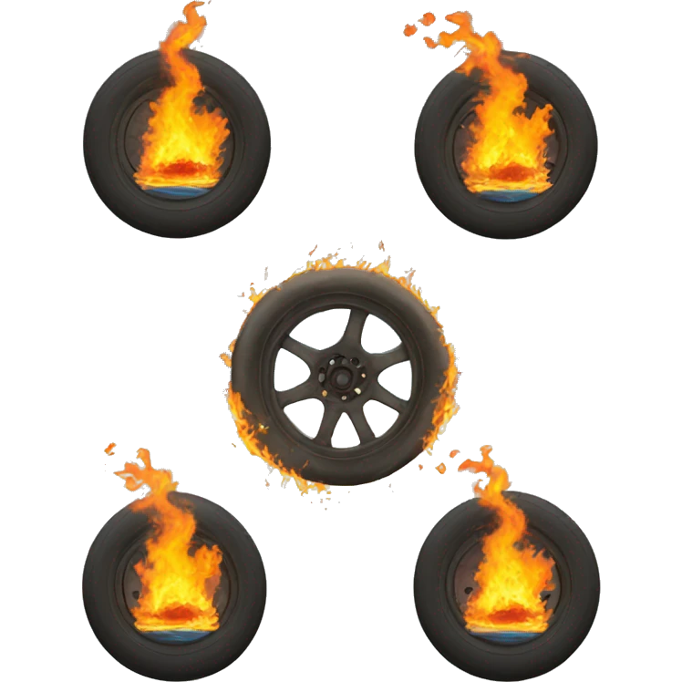 wheel on fire in a lake emoji