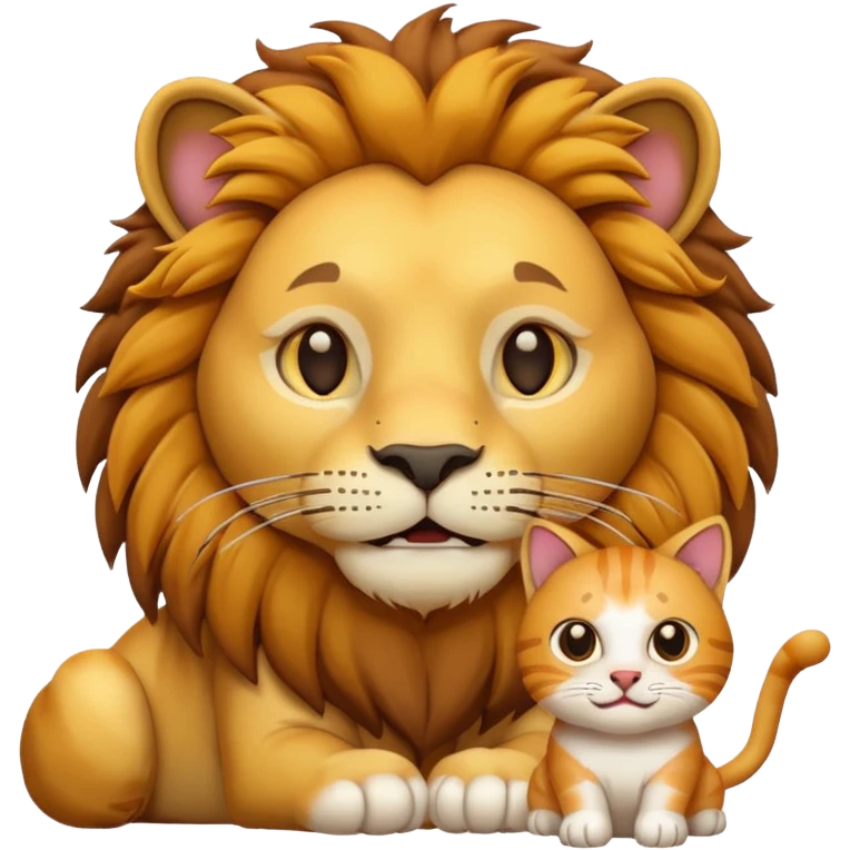создай эмодзи лев с кошкой  emoji