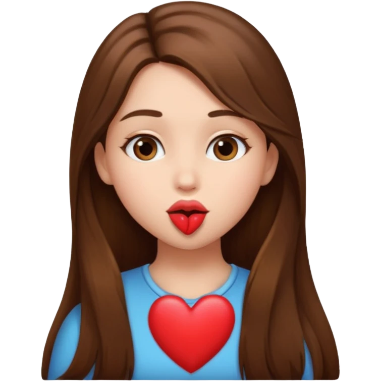 A girl with long brown hair sending a kiss/heart emoji