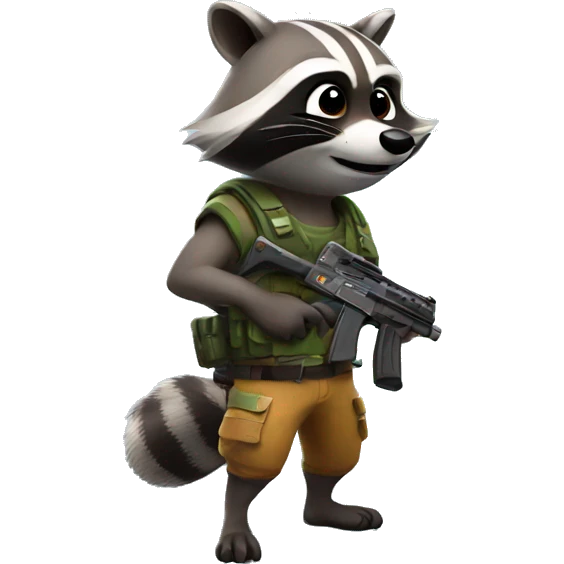 Raccoon playing Fortnite  emoji