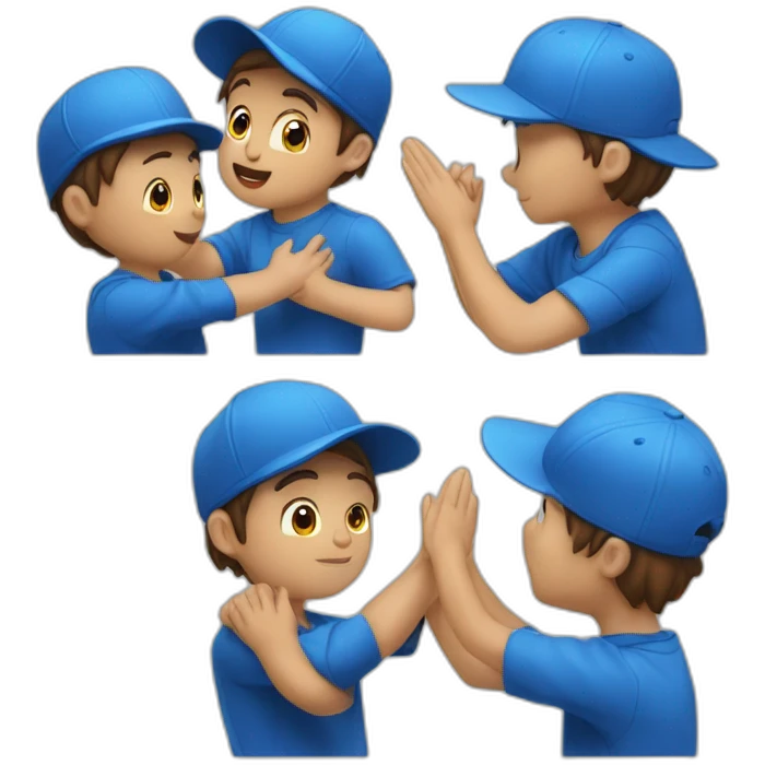 Mr.cute wearing a blue cap doing hand kiss to the camera emoji