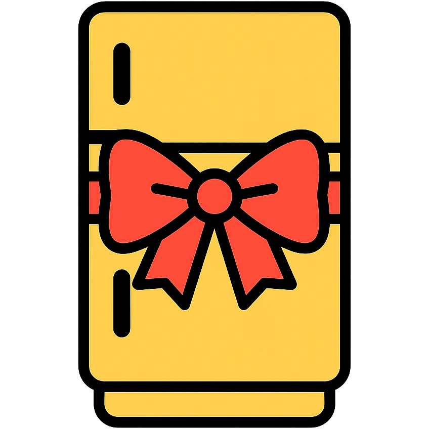 fridge with a big red bow icon emoji