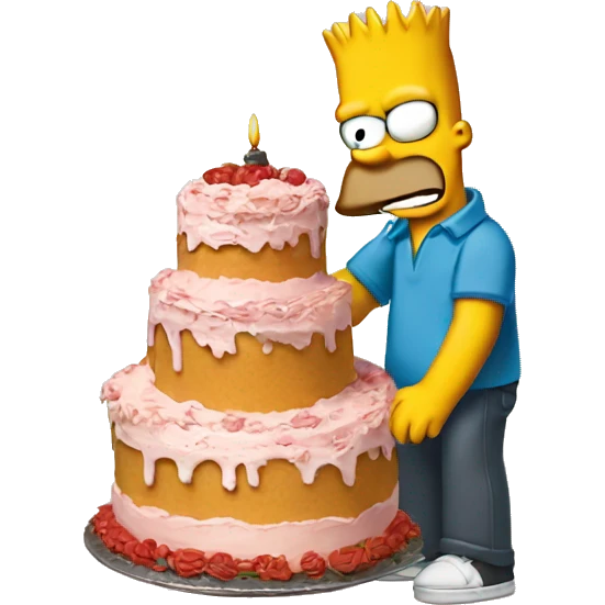 BART Simpson with a cake emoji