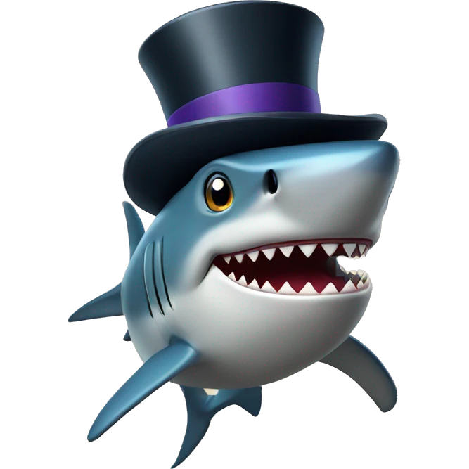 Shark with a top hat emoji