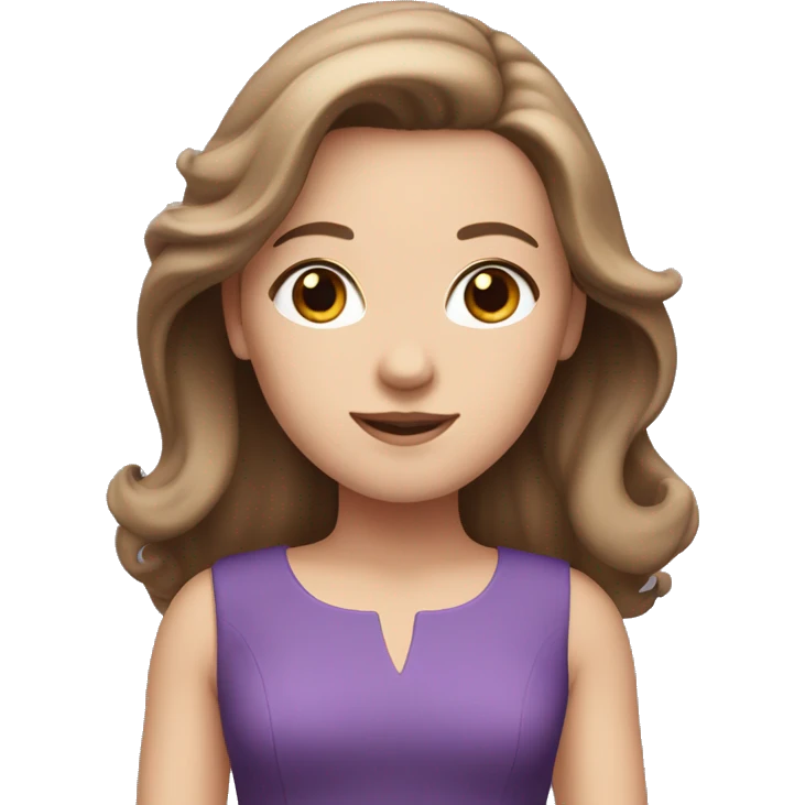 White girl with brown hair in purple dress emoji