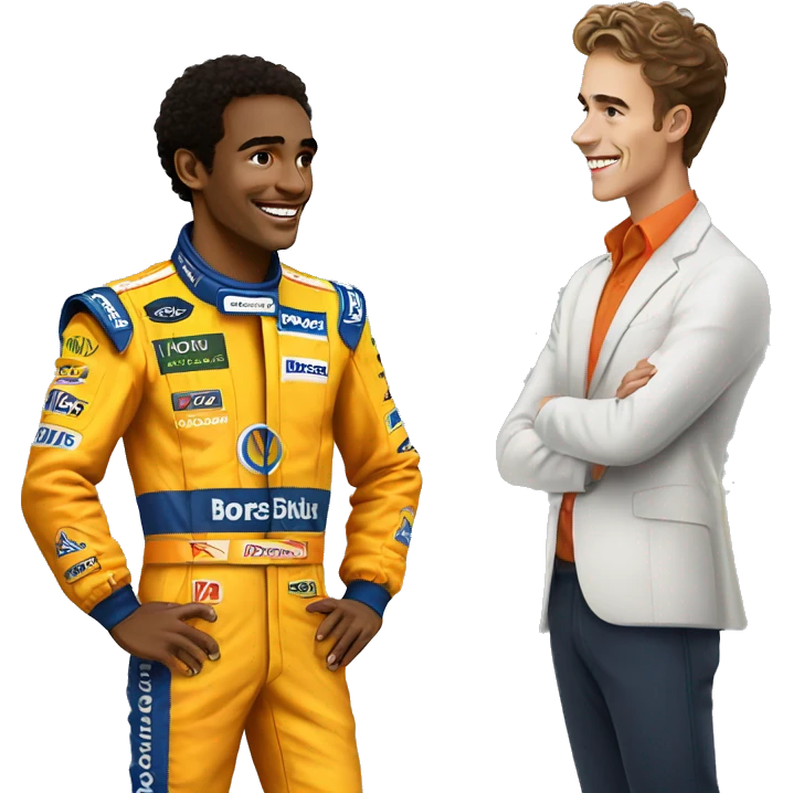 guy standing next to Lando Norris from Formula 1 emoji