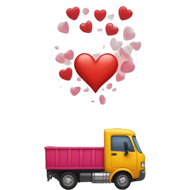 Two trucks in love with little hearts  emoji