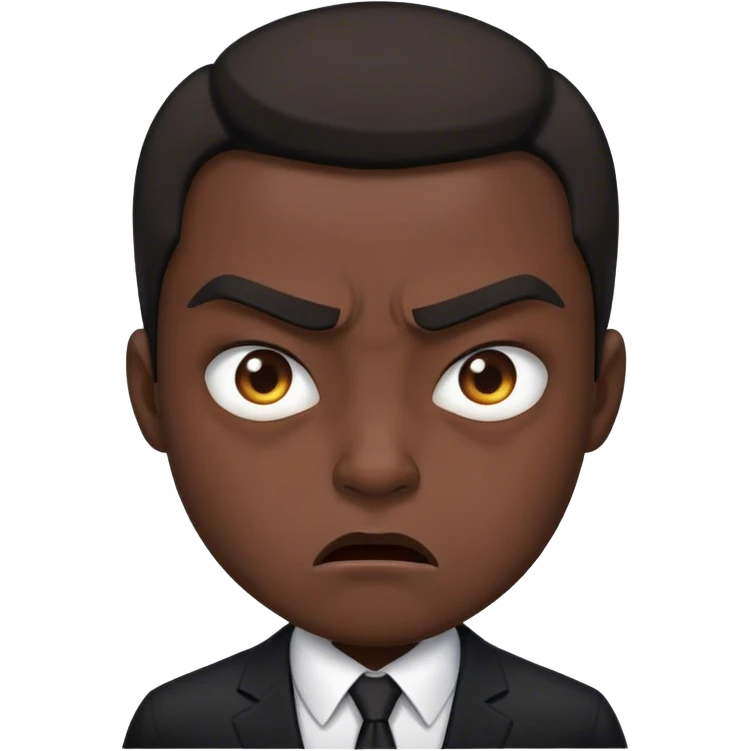 segurança de terno preto, furioso emoji