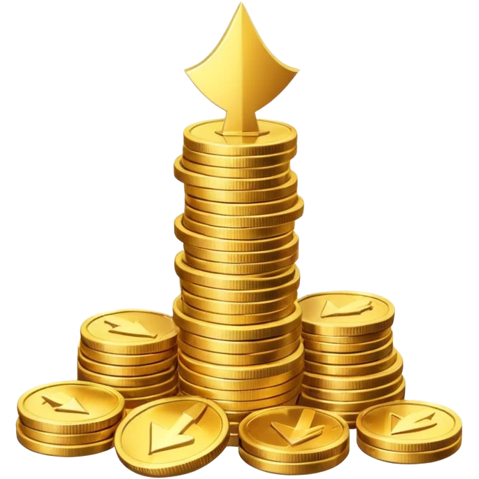 stack of coins with an upward arrow, representing saving money emoji