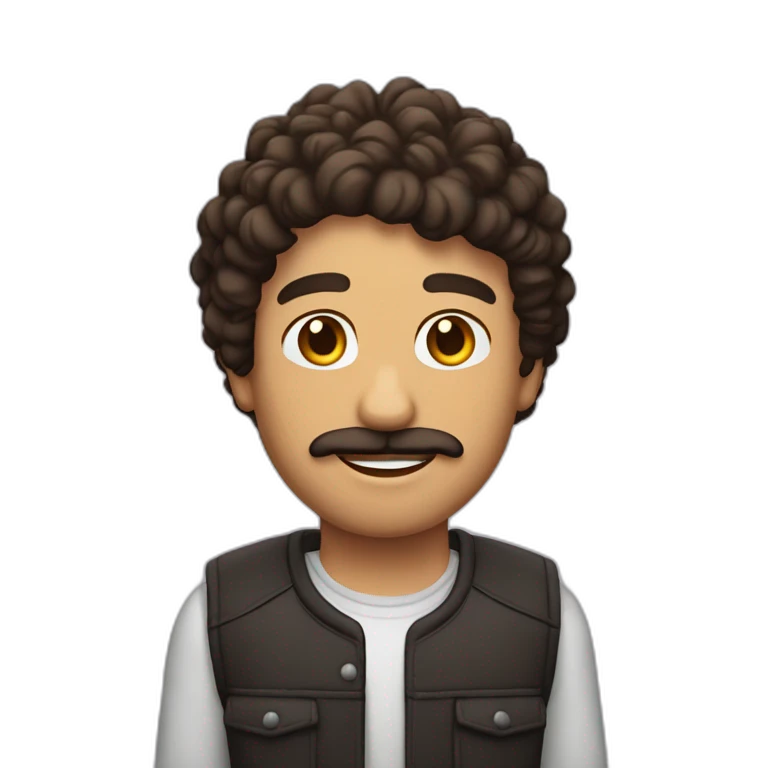 Chico blanco joven con pelo rizado marrón sin barba ni bigote  emoji