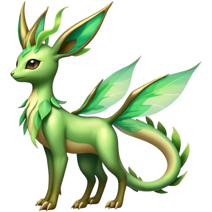 Exotic Tropical Rare Shiny Epic Ethereal Leafeon-Flygon-Tropius-hybrid, full body emoji
