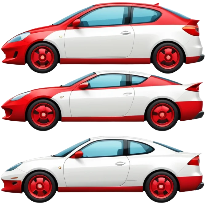 red and white car, side view emoji