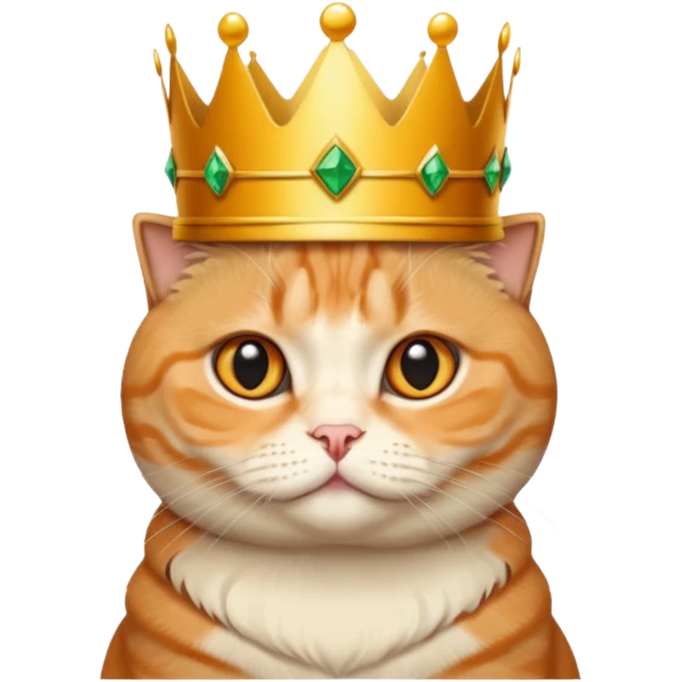 Orange Scottish fold with crown queen  emoji