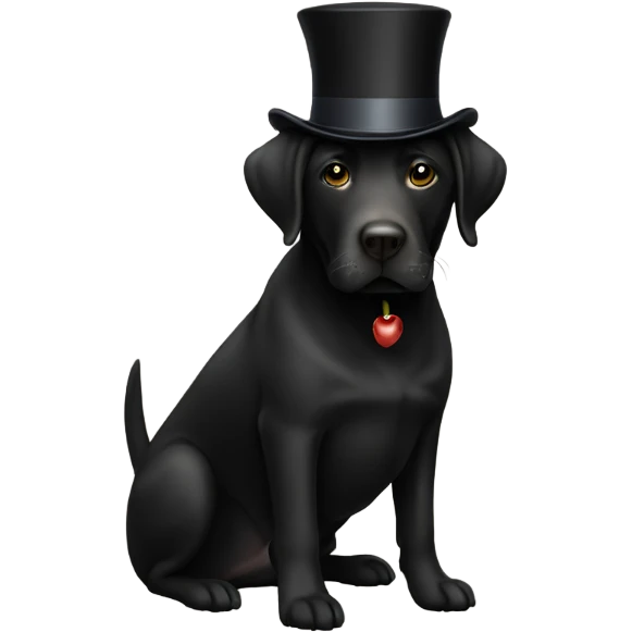 Black lab with a top hat emoji
