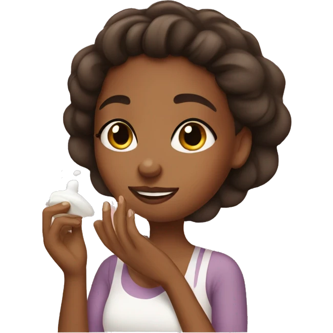 Brown girl applying on cream emoji