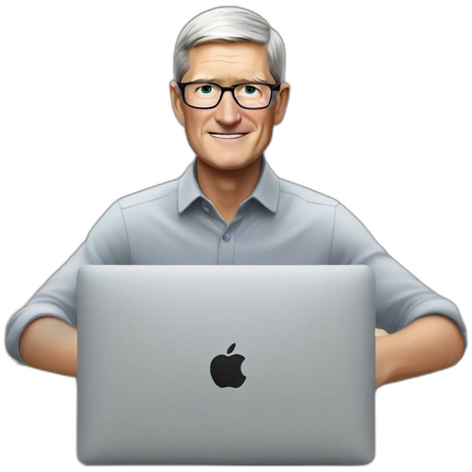 tim cook with macbook pro on desk emoji
