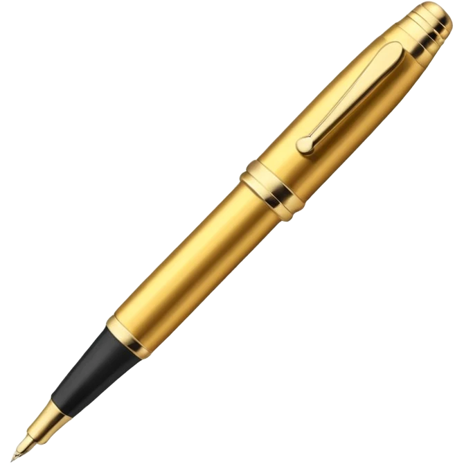 3D perspective academic premium golden ink pen emoji