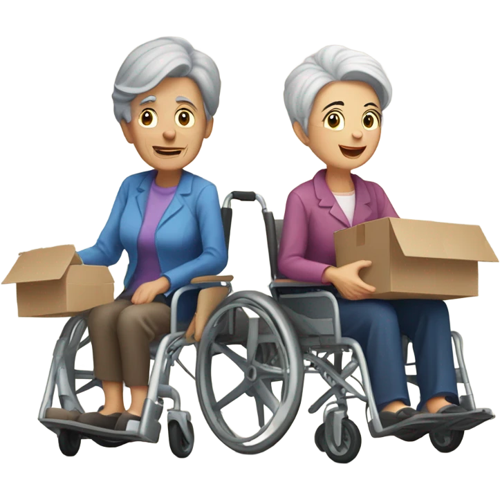 Old couple in wheelchair moving House emoji