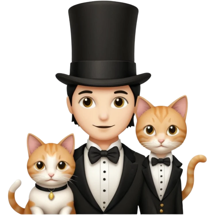 magician couple and their pet cat emoji