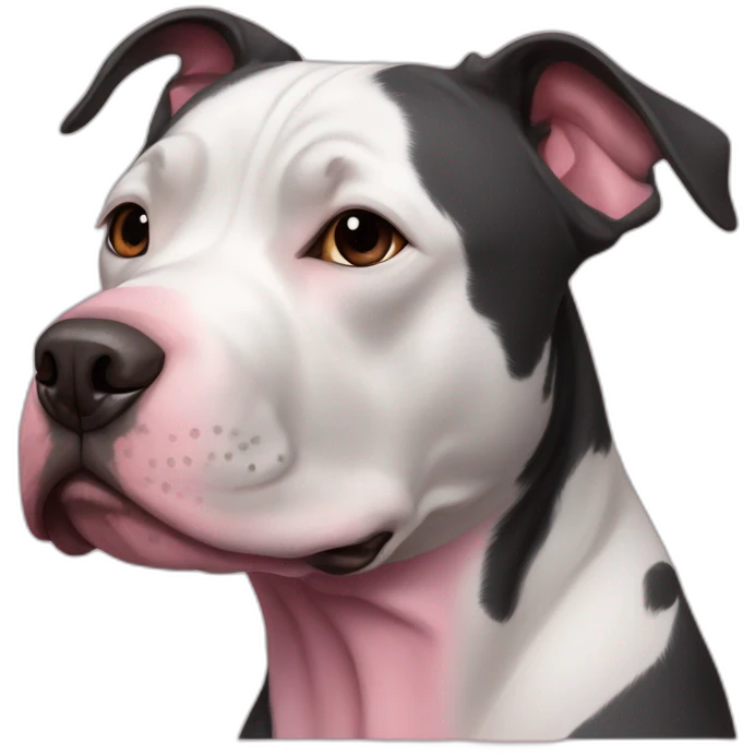 Black pitbull with pink mark on her nose and white line from nose to forehead emoji