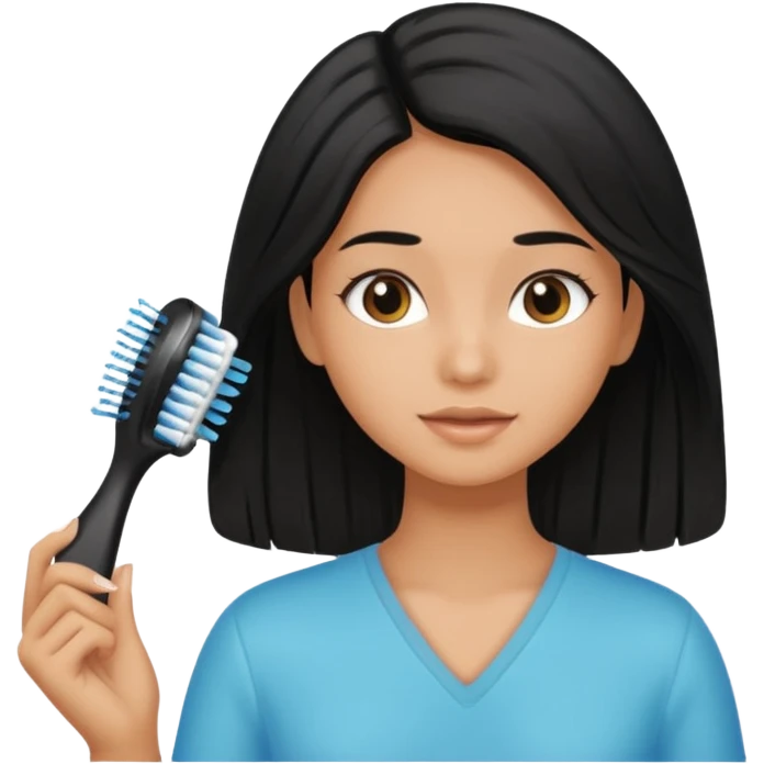 chica cuidando su cabello con productos  emoji