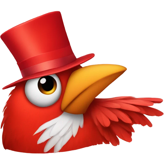 Red bird with a red birthday hat emoji