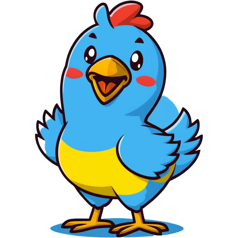shouting yellow chicken with a funny expression emoji