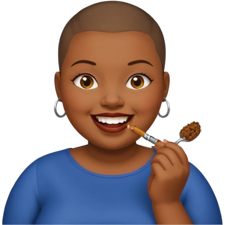 Fat black woman with buzz cut and chewing tobacco emoji