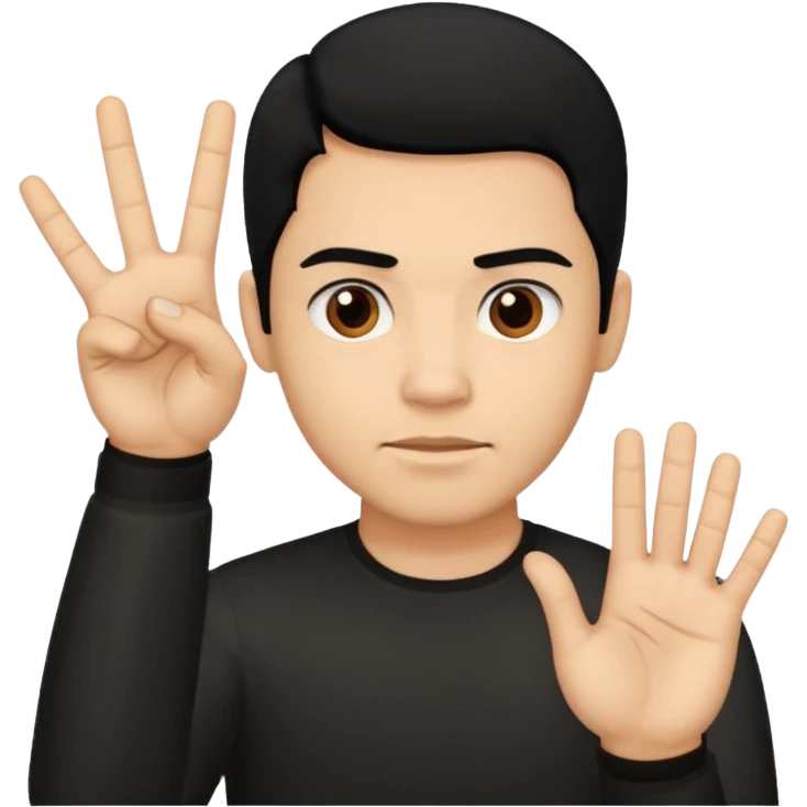 light skin black hair man haciendo señal de no emoji