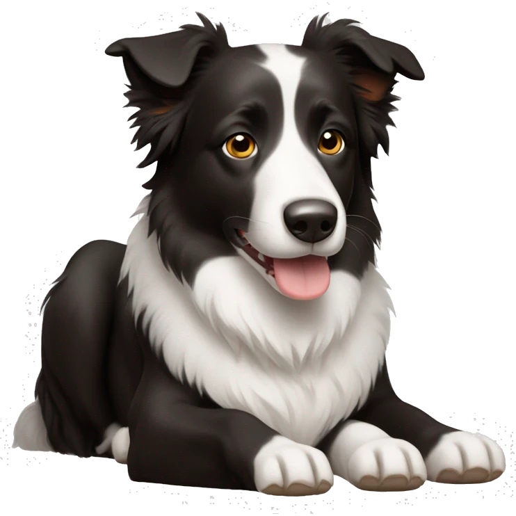  black border collie with white chest, brown legs and white paws emoji