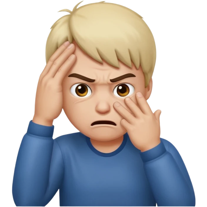 angry face with face palm gesture, expressive emoji