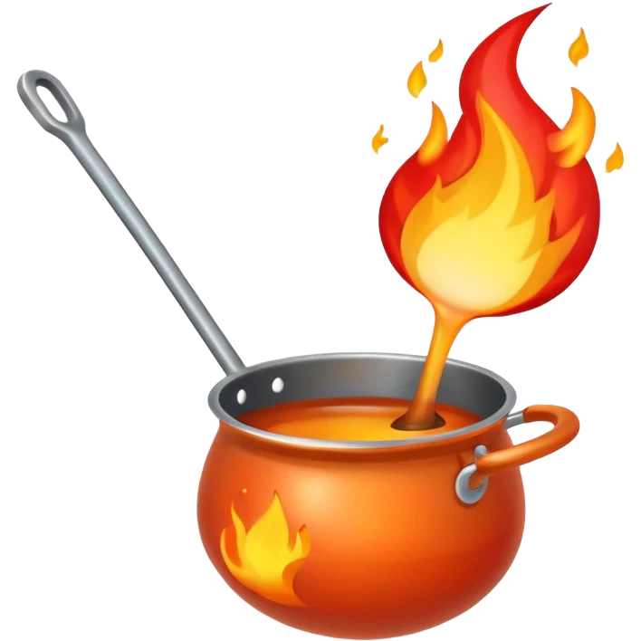 Un cucharón con una llama de fuego por debajo emoji